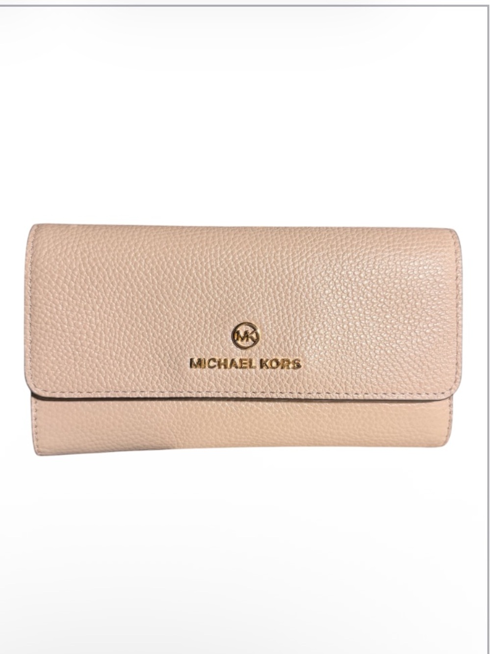 Michael Kors Rose Pink Pebbled Leather Continental Wallet with Gold Hardware
